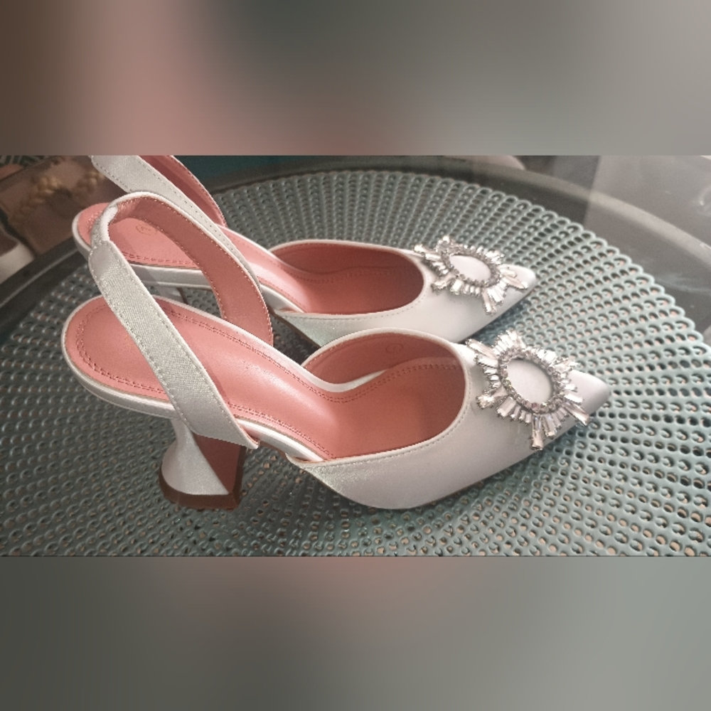 White satin shoes